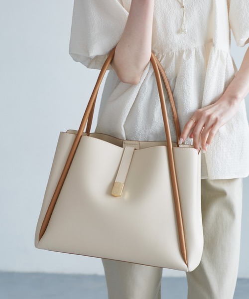 セール】【A4対応】3層フロントベルトデザイントートバッグ（トート