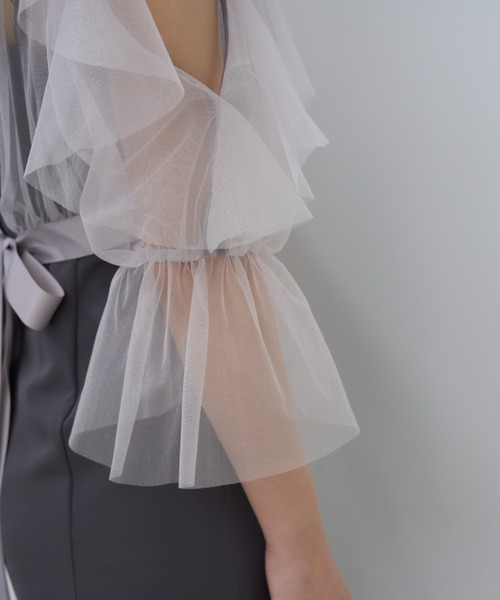 SNIDEL（スナイデル）の「Sustainableリボンスリーブボレロワンピース