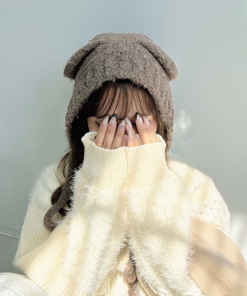 AS KNOW AS plus（アズノゥアズプラス）の「くま耳ボンネットビーニー