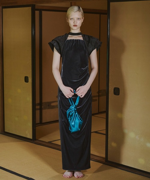 セール】ドレープベロアドレス / drape velour dress（ドレス