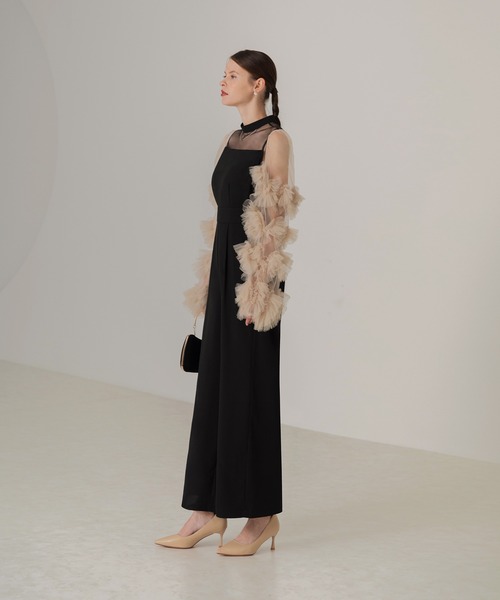 セール】【LEJA】ボリュームチュールスリーブオールインワンパンツ