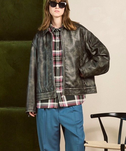 美品】メゾンスペシャル シープレザーシングルライダースジャケット 0