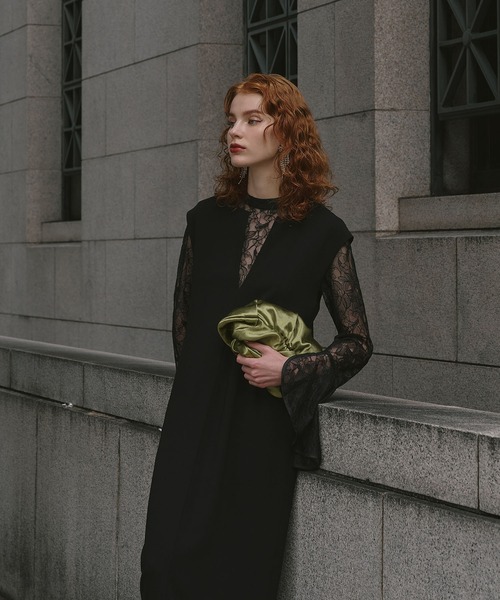 セール】ベルスリーブスリットドレス / bell sleeve slit dress