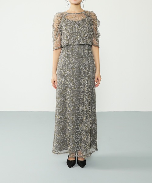 花柄刺繍 レースボレロ キャミワンピース 2点セット パーティー