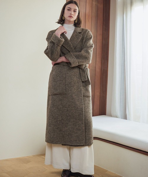 セール】【ウール70％】 ロングコート ウールコート ガウンコート 冬