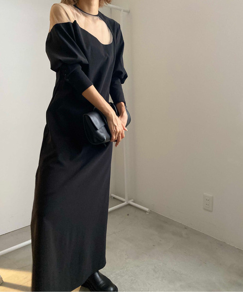 Ameri（アメリ）の「LAKE CURVE TRICOT RIB DRESS（ワンピース）」 - WEAR