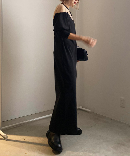 mk.様】Ameri LAKE CURVE TRICOT RIB DRESS Ameri（アメリ）の「LAKE