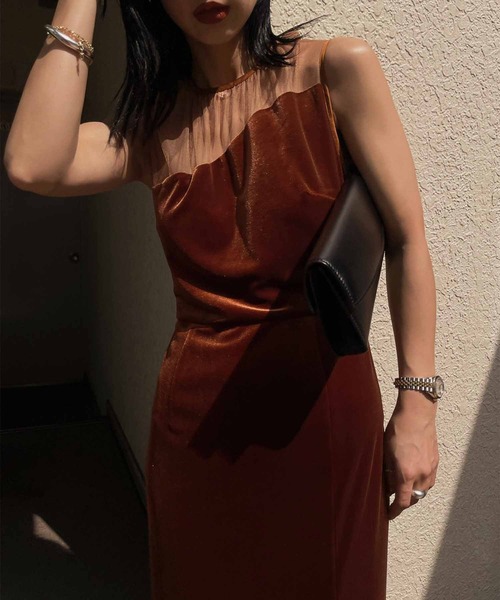 Ameri（アメリ）の「2WAY CURVE VELOURS DRESS（ワンピース）」 - WEAR