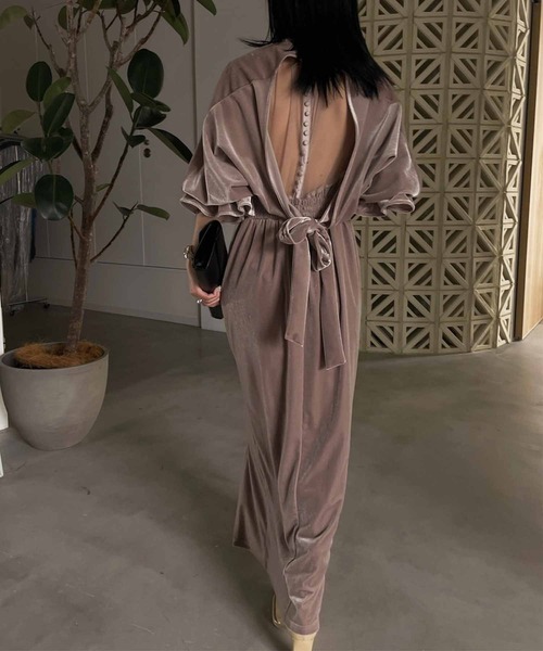 Ameri（アメリ）の「2WAY CURVE VELOURS DRESS（ワンピース）」 - WEAR