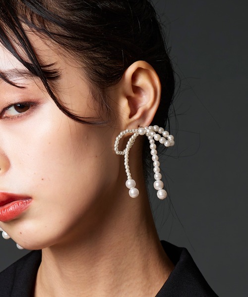 Narcissus（ナルシス）の「【Narcissus】パールリボンピアス（ピアス