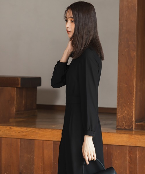 卒入学式にも使える】【喪服】ノーカラーロングジャケット