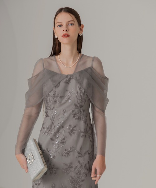 セール】【LEJA】チュールロングスリーブリーフIラインドレス