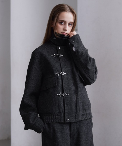 CLEL】Wool Blend Herringbone Tweed Fireman Blouson / ウール