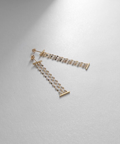 K10フラワークロスチェーン3連 スタッドピアス（ピアス（両耳用