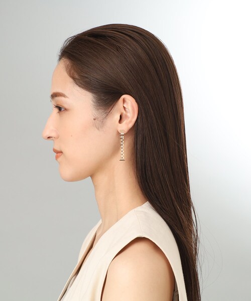 K10フラワークロスチェーン3連 スタッドピアス（ピアス（両耳用