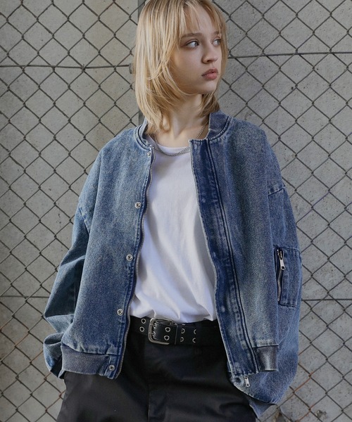 ヴィンテージデザインデニムショートMA-1ジャケット(SETUP着用可能