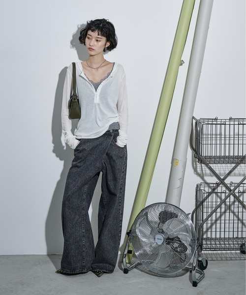 クロスウエストアシメラップデニムパンツ（デニムパンツ）｜THE YOn