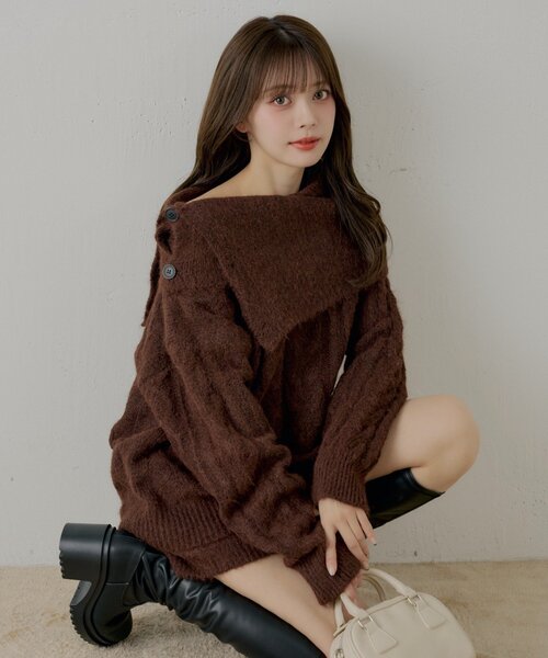 セール】【セットアップ対応】ケーブルニット+スヌードセット（ニット