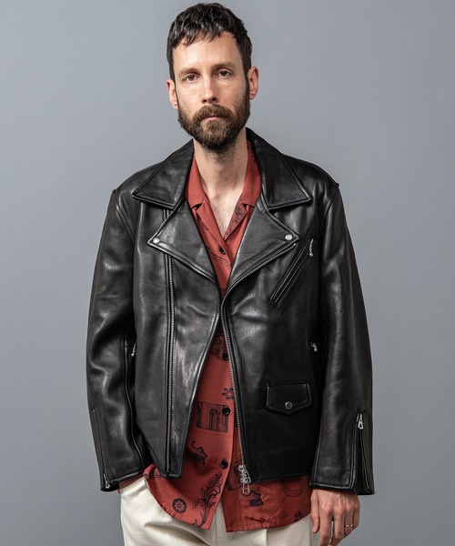 ミスターオリーブ シングルライダースジャケット ソフトレザー 羊革