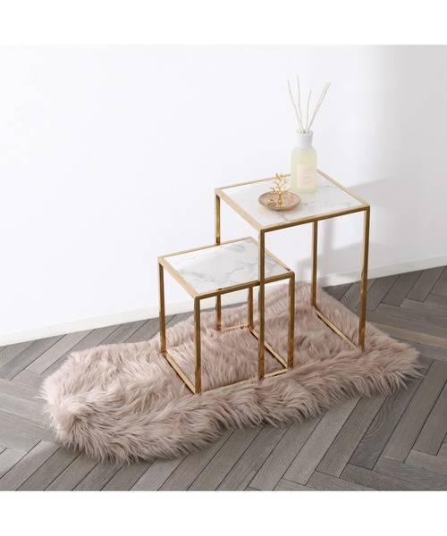 レーヌ ネストテーブル S マーブル×ゴールド（家具）｜Francfranc