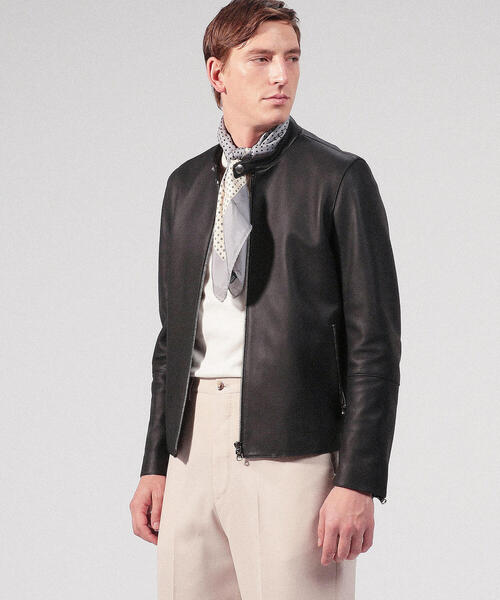 セール】【別注】DENIM×TOMORROWLAND ラムレザー シングルライダース