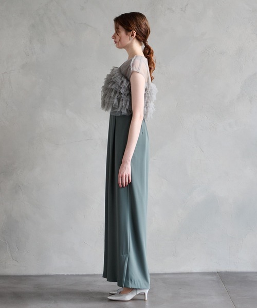 WEB限定】チュールフリルベスト×キャミソールオールインワン セット