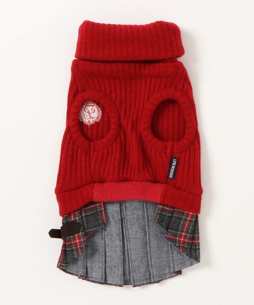 犬服 No.168 スコットチェック赤わんぴ ハンドメイドSale品