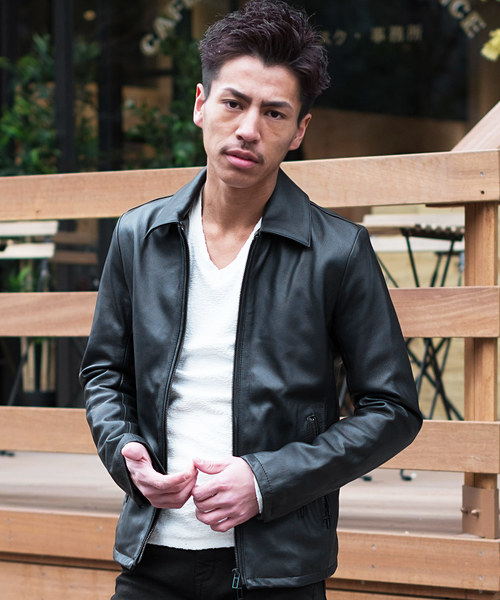 セール】襟付きシープレザーシングルライダースジャケット（ライダース