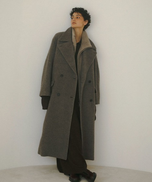 タグ付き エトレトウキョウ ダブルブレスト ミディコート ピーコート