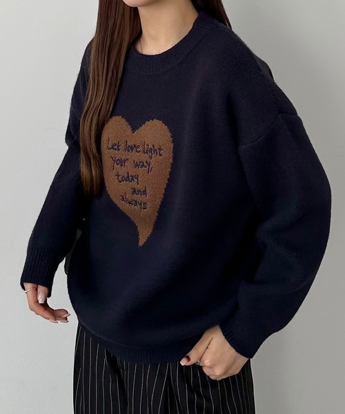 セール】メッセージ刺繍ハートニット（ニット/セーター）｜callautia