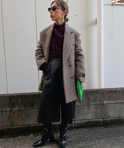 Ameri（アメリ）の「CHECK ECO WOOL BIG JACKET（テーラードジャケット