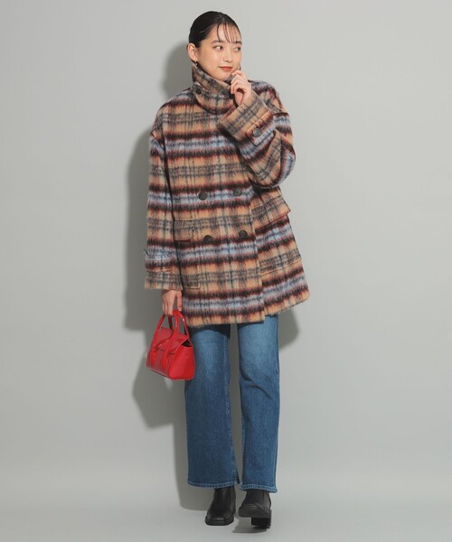 コート BEAMSraybeams チェックWハーフコート