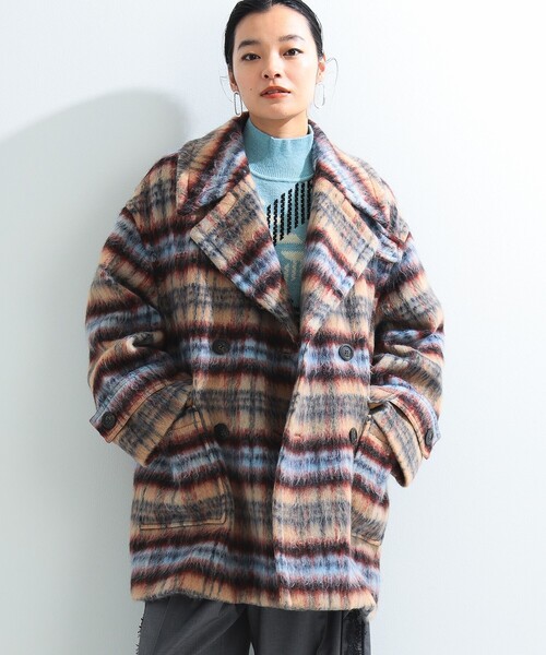コート BEAMSraybeams チェックWハーフコート