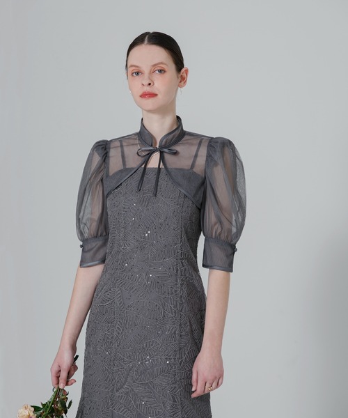 セール】【LEJA】スパンコール刺しゅうボタニカルマーメイドケープ