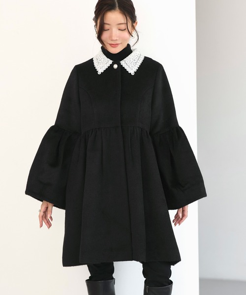 セール】レース襟 付き ウールコート ｜ アウター / コート / ロング