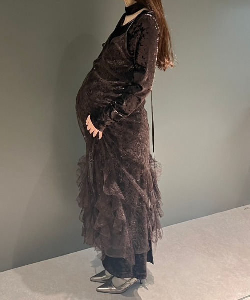 スパークルレースベロアドレス / sparkle lace velour dress（ドレス