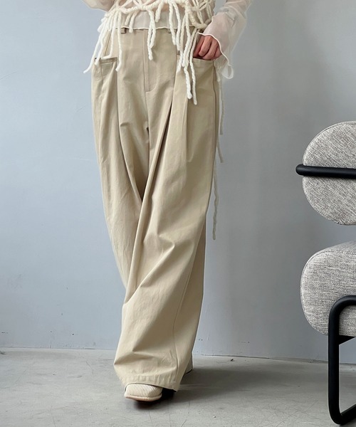 ら*ち様 ベージュ ワイドパンツ 未使用 サイドポケット ら*ち様