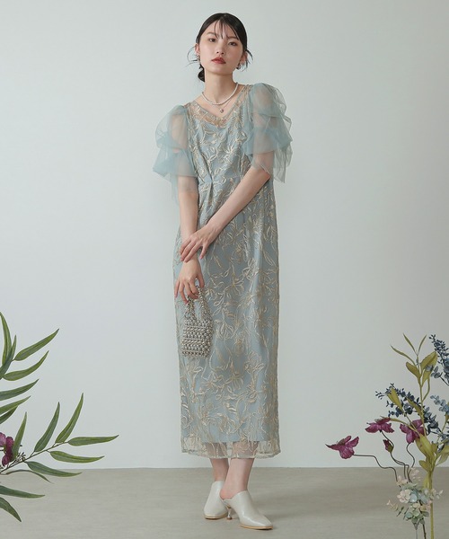 Kana（カナ）の「刺繍レース チュールスリーブ コクーン パーティー