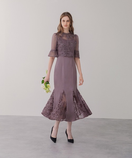 Ka2U】Leja 花柄刺繍ボレロ付きベロアマーメイドキャミワンピ レジャ