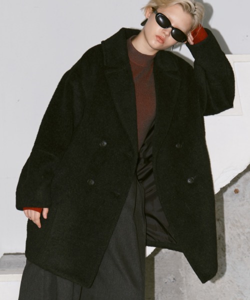 Happy John（ハッピージョン）の「wool blend shaggy cocoon p coat