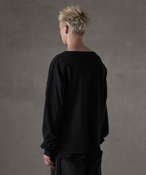 GRANCY】LinestoneDesign Graphic Damage LongTee / ラインストーン