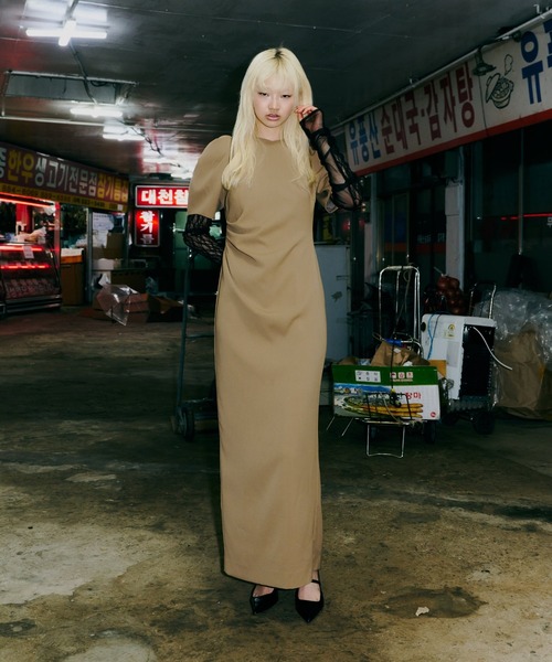 レースアームドレープドレス / lace arm drepe dress（ドレス