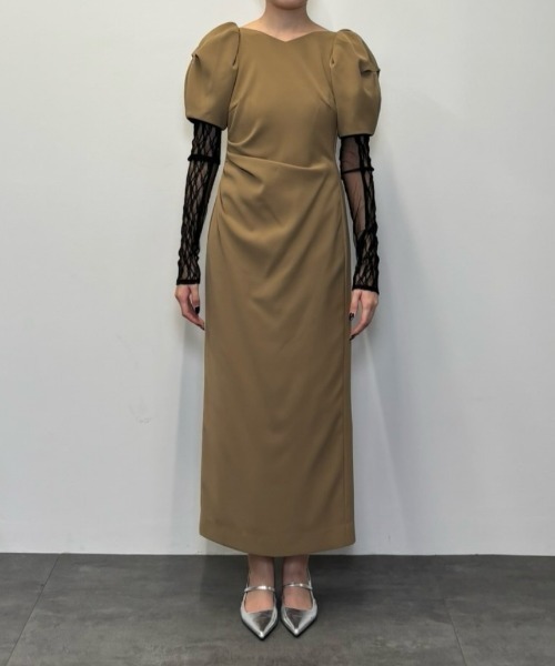 レースアームドレープドレス / lace arm drepe dress（ドレス