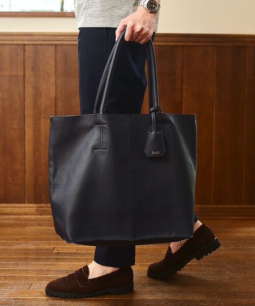 WEB限定】SHIPS: 合成皮革 ビズ トート バッグ (クラッチバッグ付き