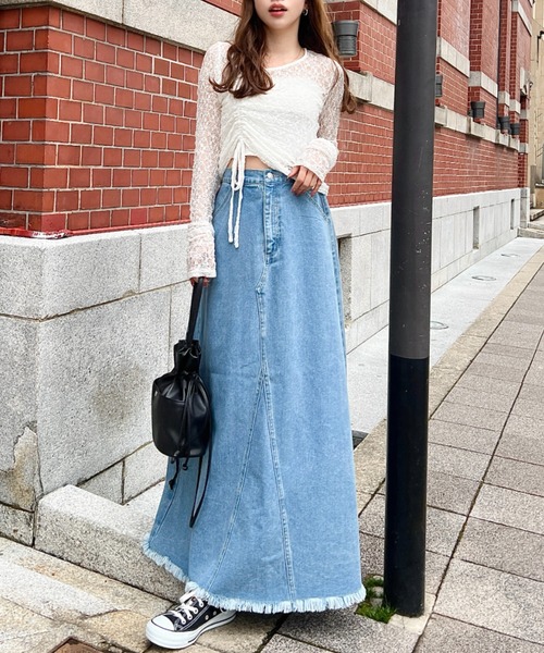 セール】リメイク風デニムスカート（デニムスカート）｜moment+