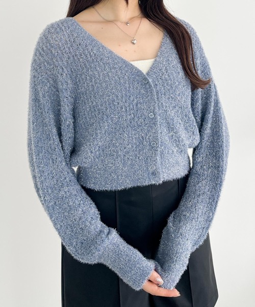 セール】フェザーラメニットカーディガン 149493（カーディガン/ボレロ
