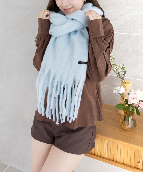 トリコ archive ウール縮絨フリルマフラー ポケット 白 トリコ archive