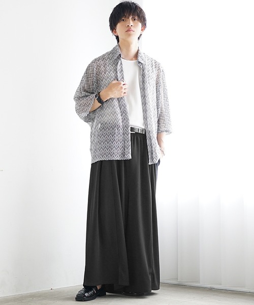 MinoriTY】梨地素材タックワイドバギー袴パンツ ハカマパンツ 極太