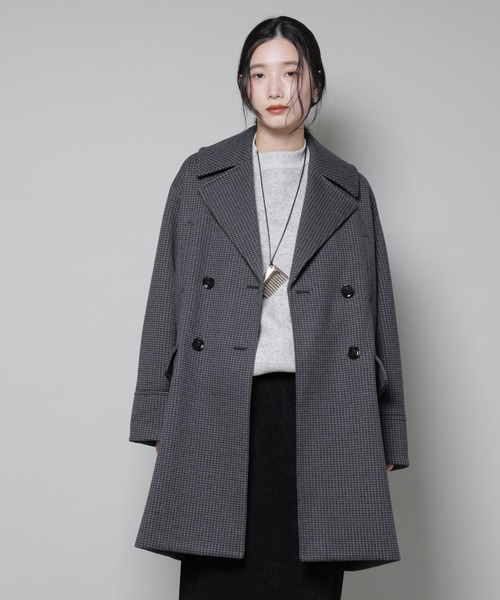 セール】オーバーサイズポケットチェックコート（チェスターコート