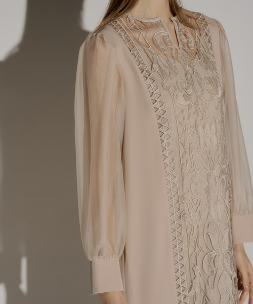 Jacquard lace pencil dress（ドレス）｜LE'RURE（リルアー）の